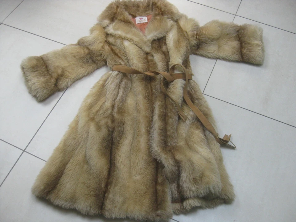 LONG FAUX FUR COAT 8 MAXI TRENCH DUSTER DIVA VINTAGE ASTRAKA mink rabbit fox — 第 4/4 张图片