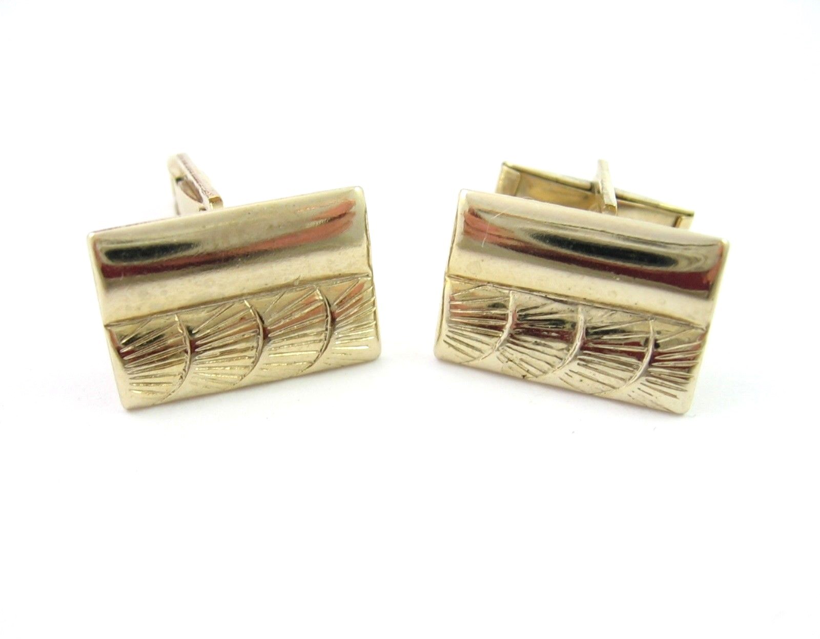 CUFFLINKS Vintage Rectangular LIGHTWEIGHT Goldton… - image 1