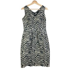 NWT Banana Republic Animal Print Sheath Dress Sleeveless Black Gold Sz 4
