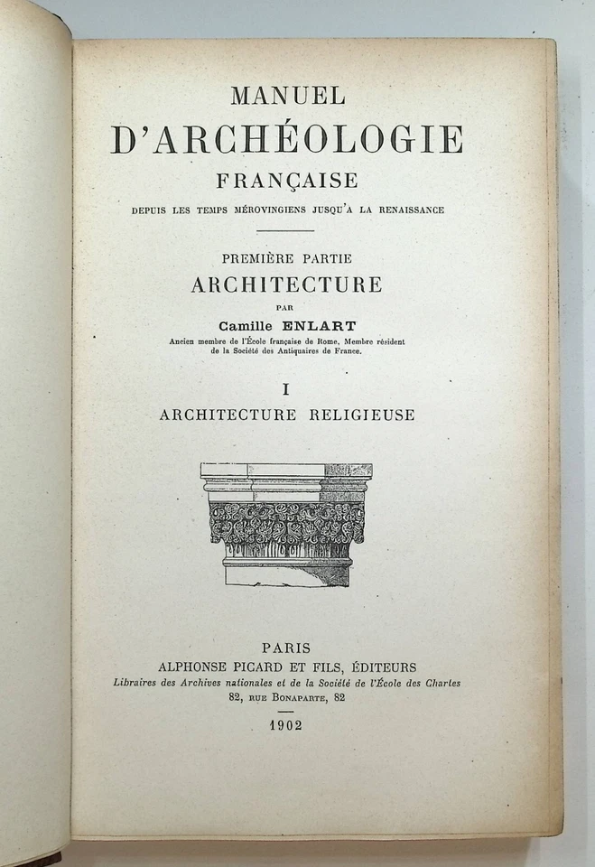 ENLART (Camille) – Manuel d’architecture française + Le costume PICARD 1902-1916 - Photo 2/4