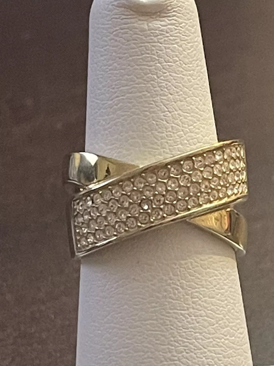 MICHAEL KORS Gold Tone Pave Criss Cross Band X Ring eBay