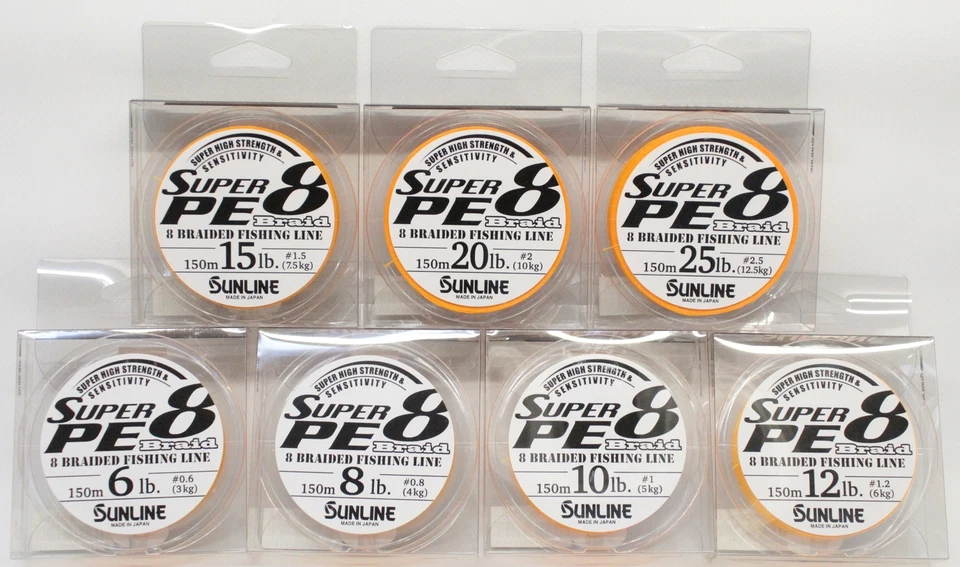 SUNLINE New Super PE 8 Braid Orange 150m 8lb 10lb 12lb 16lb 20lb 25lb Made Japan