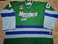 EARLY 2000'S Green Mercyhurst College MAAC 2xl NOBR Game Worn Jersey COA