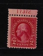 1923 Washington 2c carmine Sc 554 MNH top plate number single CV $15 (T23