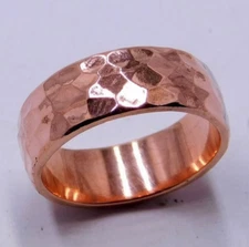Solid Copper Band Ring Handmade Hammered Ring Bohemian Women Ring All Size SI07