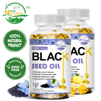 Cold Pressed Black Seed Oil Capsules 100% - Immune Support Antioxidant - 2 Pack