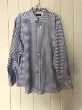 NWOT Chaps Men’s Button Up Shirt Blue White Stripes 2XL 18 34/35