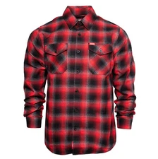 Dixxon Flannel Shirt Mens Red Black Plaid Fairview Long Sleeve