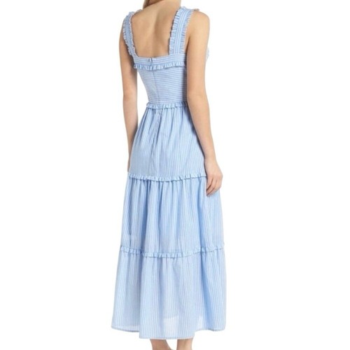 Gal Meets Glam Courtney Rio Stripe Lawn Maxi Dress Blue White Size 4 - Picture 4 of 10