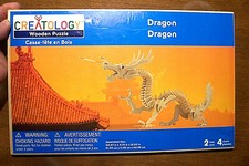 Creatology 3-D LARGE "ORIENTAL DRAGON" WOODEN PUZZLE, 20"x5"x12", 4 /Adult NEW