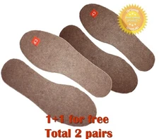 2 pairs Natural Wool 100% FELT INSOLES SHOES WOMEN MEN ANY SIZES Thickness 5 mm