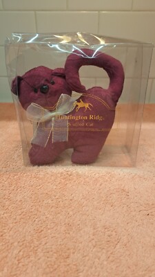 Vintage Huntington Ridge Stuffed Cat Maroon Fabric Covered Plush From Walmart 