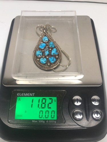 Vintage ZP Petit Point Turquoise & 925 Sterling Silver Necklace - Picture 7 of 7