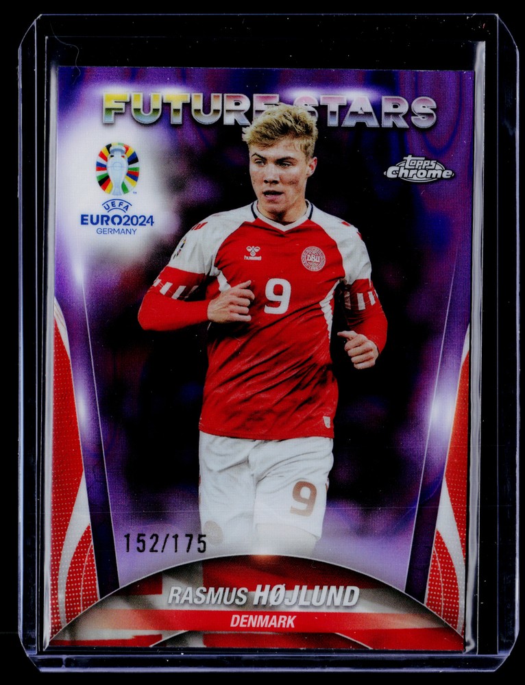2024 Topps Chrome UEFA EURO #119 Rasmus Højlund Purple Lava Refractor #/175
