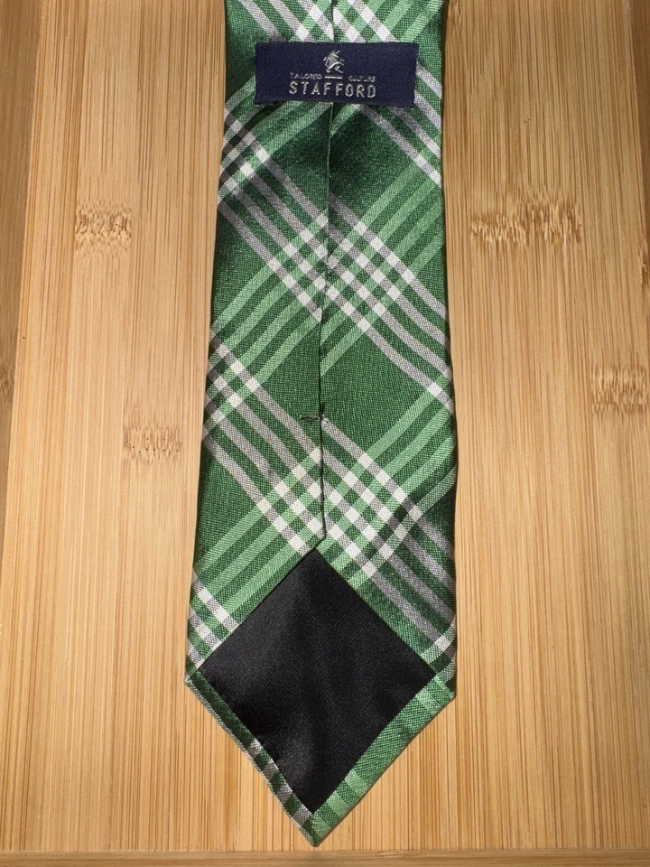 Зеленый клетчатый шелковый галстук Stafford — 60 л 3,25 Вт - Изображение 2 из 2