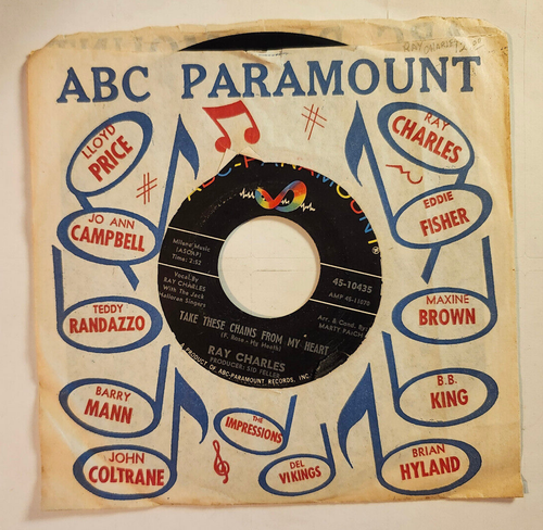 Ray Charles Take These Chains From My Heart 7" Vinyl 1963 ABC 45-10435 DUSTIES - Imagen 2 de 2