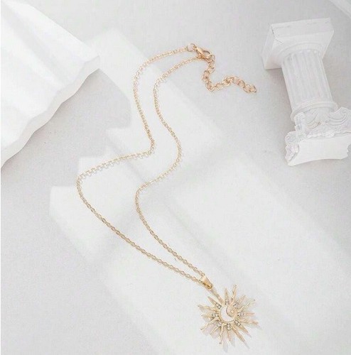 Collana catena maglia placcata oro 18 carati Zara pendente scoppio sole dettaglio stella - Foto 2 di 3