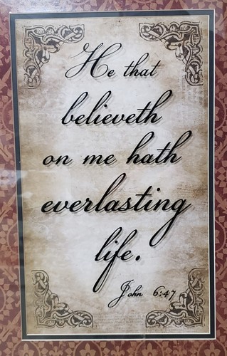 Inspirational Picture Wood Framed He that Believeth John 6:47 Hobby Lobby 24x18 - Picture 2 of 6
