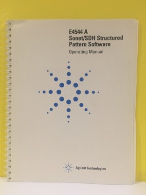 Agilent / HP E4544A Sonet SDH Structured Pattern Software Operating Manual