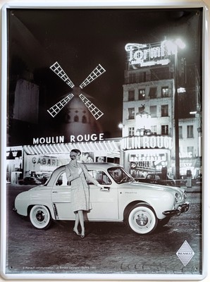 Vintage Blechschild Renault Dauphine Moulin Rouge Paris 40 x 30 cm