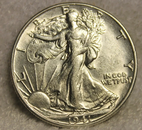 1941D uncirculated walking liberty half dollar