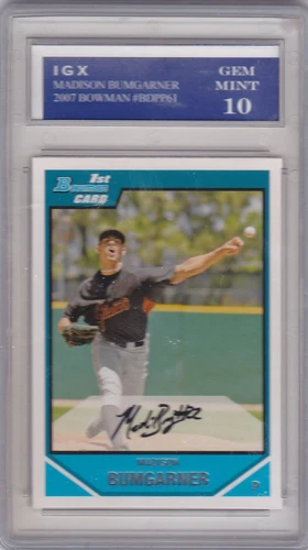 MADISON BUMGARNER ROOKIE CARD 2007 Bowman GIANTS RC Baseball GRADED GEM MINT 10!