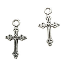 Lot 100pcs cross Antique Silver Charms Pendants for Jewelry Making 21 12mm