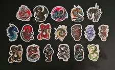 Dragons Vinyl Stickers Mythical Creature Japanese Fantasy Anime Folklore Art