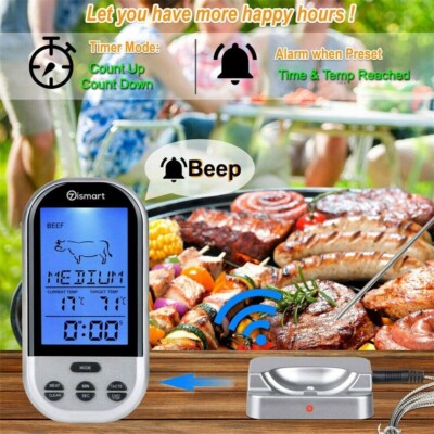 Digital Wireless Food Meat Oven BBQ Thermometer Remote Probe Cooking Set Grill