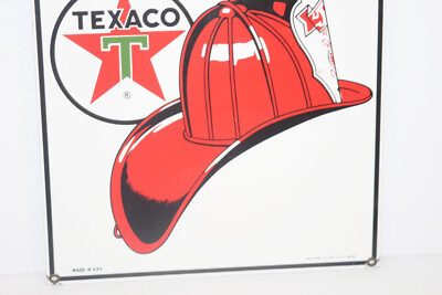1986 Ande Rooney Texaco Fire Chief Gasoline Porcelain Metal Sign 