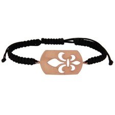 18K Rose Gold Plated Sterling Silver Fleur-de-lis Macrame Adjustable Bracelet