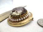 14K Solid Yellow Gold Brown Smokey Topaz Pearl Brooch Pin [PI 5] — photo 7