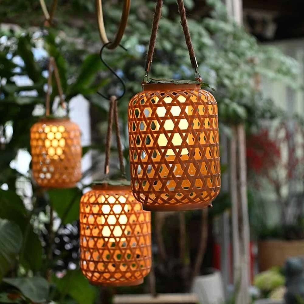 Solar bamboo lantern deals