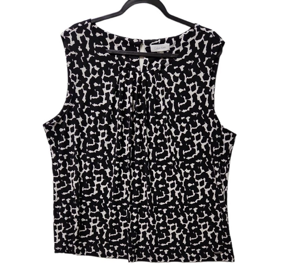 Calvin klein black and white cheap blouse