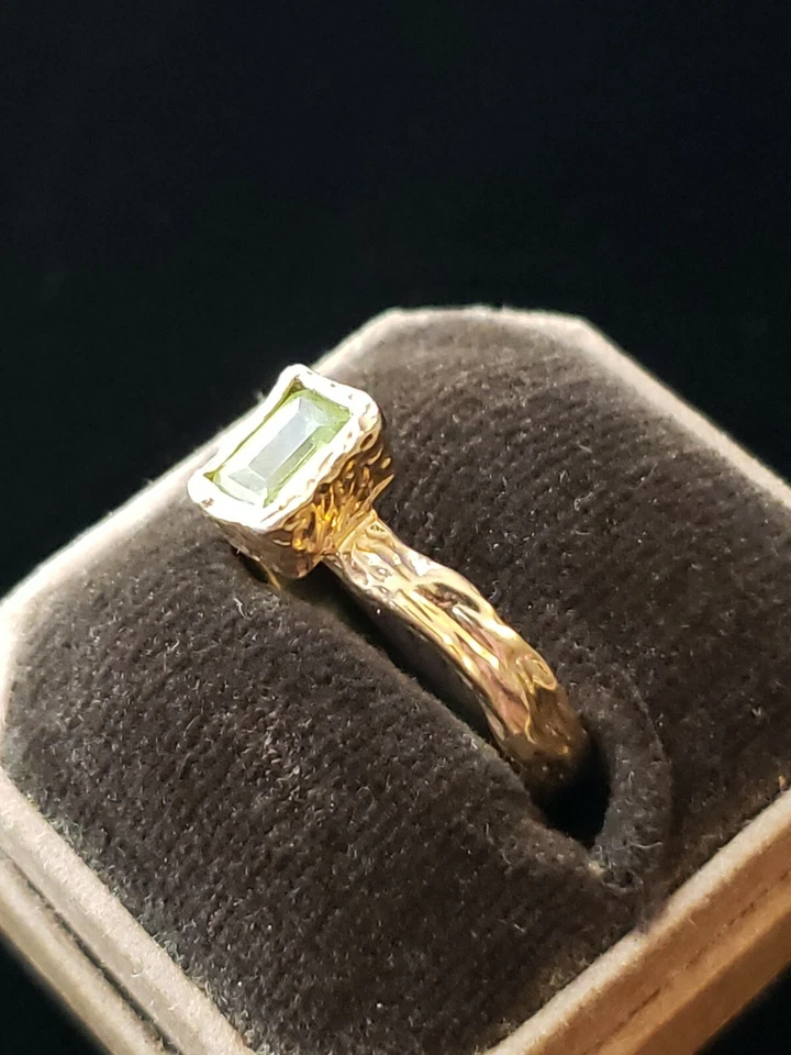 Anillo de peridoto de piedras preciosas HN Michael Valitutti vintage de oro sobre ley 925 talla 6 Foto 3 de 4