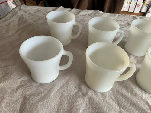 Vintage Lot of 7 Fire King Coffee Cup Mugs White Milk Glass - Picture 3 of 6