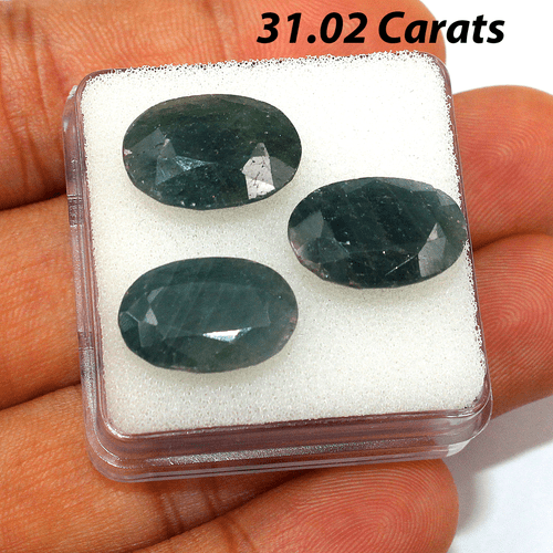 3 piezas piedras preciosas de corte facetado ovalado de zafiro azul natural de Madagascar de 15,4 mm-15,7 mm - Imagen 4 de 13