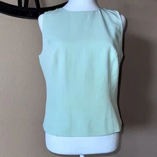 WHBM Bodice Top Sage Mint Women’s 8 Sleeveless Full Zip Back Shell