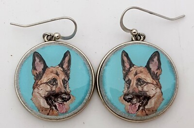 German Shepherd Dog Original Art Earrings