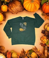 JERZEES Fall PUMPKIN Sunflower Green PULLOVER Sweatshirt Women's Size Large VTG