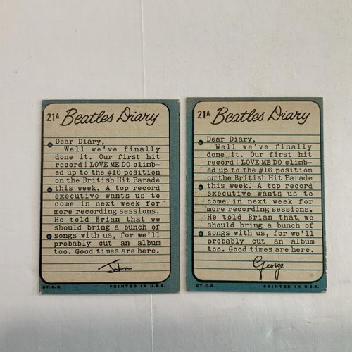1964 Topps Beatles Diary #21A George Harrison John Lennon Error Card ♨️♨️♨️A - Bild 4 von 5
