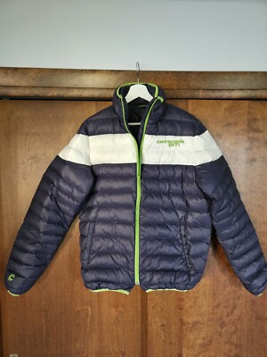 Cannondale Puffer Goose Down Jacket Cold Weather Gear Navy/White/Lime Size M