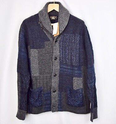 RRL Ralph Lauren Indigo Shawl Patchwork Cashmere Cardigan Mens XS Extra-Small | eBay RRL Ralph Lauren Indigo Shawl Patchwork Cashmere Cardigan Mens XS Extra-Small | eBay