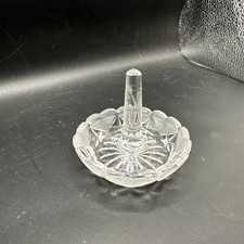 Vintage Ring Holder Frosted Hearts Clear Glass Dresser Tray