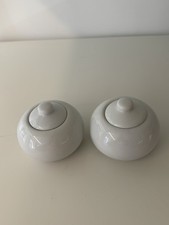 Set of 2 Olympia Whiteware Sugar Bowls and Lids 270Ml Porcelain Kitchen Dish