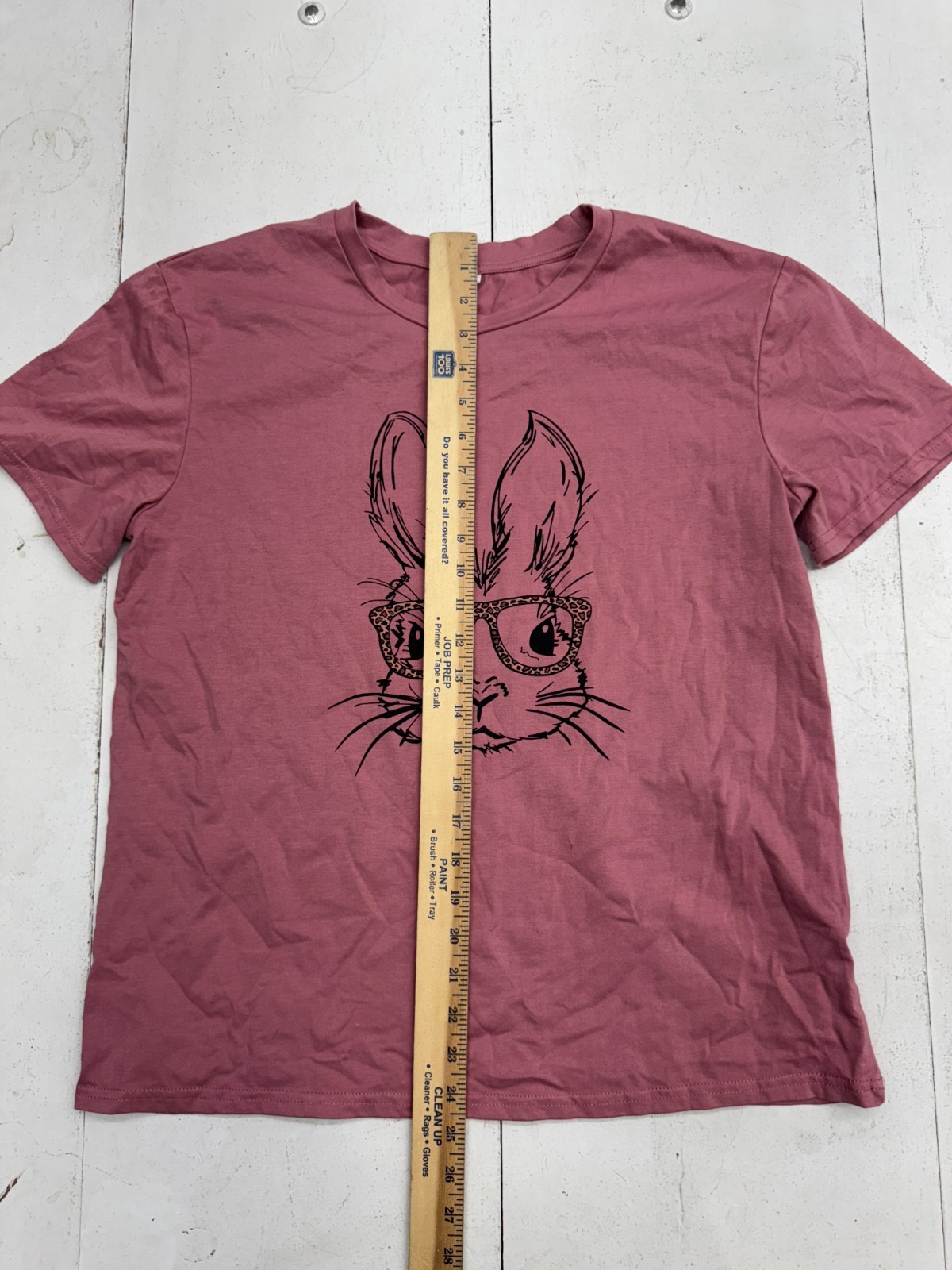 Shein Solid Red Bunny Graphic Basic Short Sleeve … - image 5
