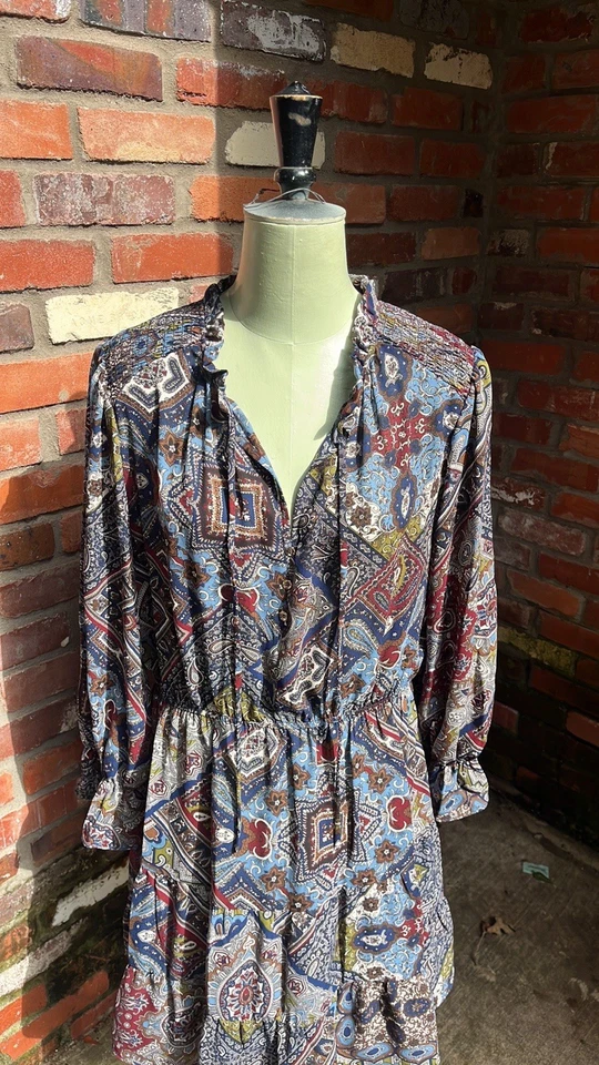 Nuevo con etiquetas Vestido Emma & Michele Manga Larga Paisley Talla Grande Foto 2 de 4