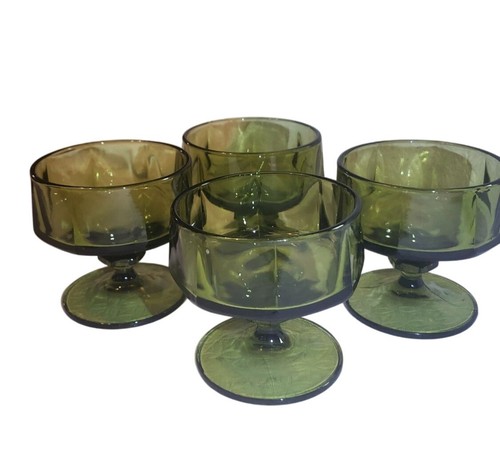Vintage Colony Glass Co "Nouveau" Pattern Avocado Glass Tall Sherbet Champagne - Picture 2 of 9