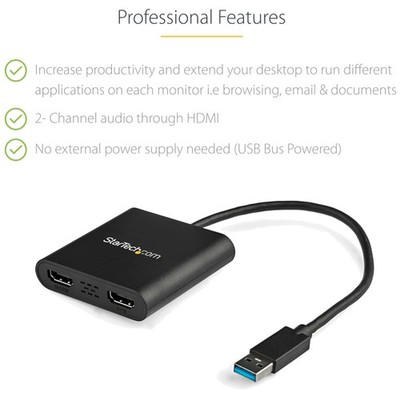 StarTech USB 3.0 Dual HDMI Adapter 4K 30Hz