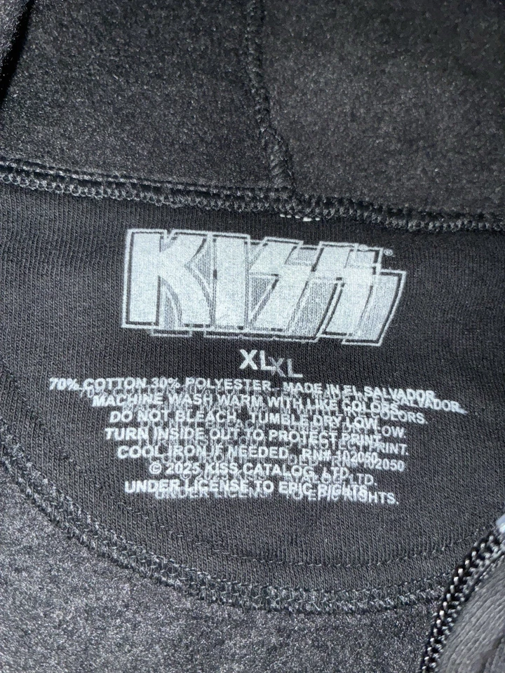 KISS Unmasked 45th Anniversary Hoodie XL Black Full Zip NEW *flaws - Image 3 of 4